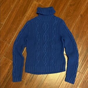 Ralph Lauren Royal Blue Cable Knit Turtleneck Sweater
